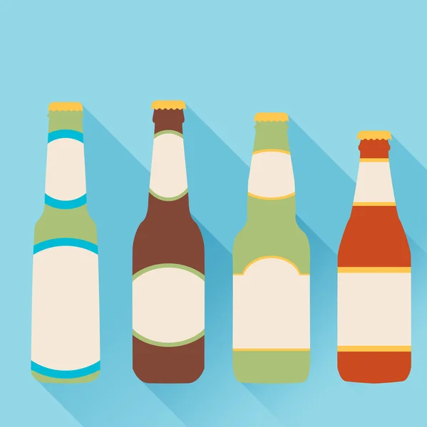 Cerveza botellas icono conjunto — Vector de stock