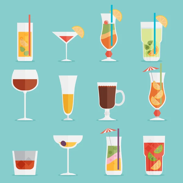 Alcoholische drankjes en cocktails pictogram — Stockvector