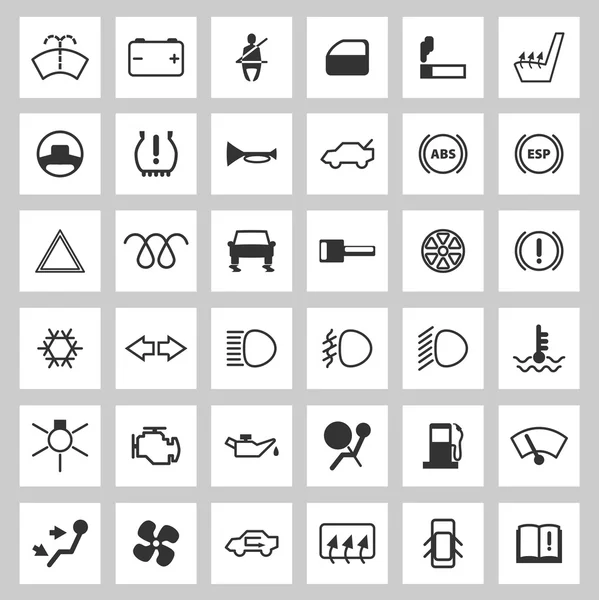 Iconos del tablero de instrumentos del coche — Vector de stock