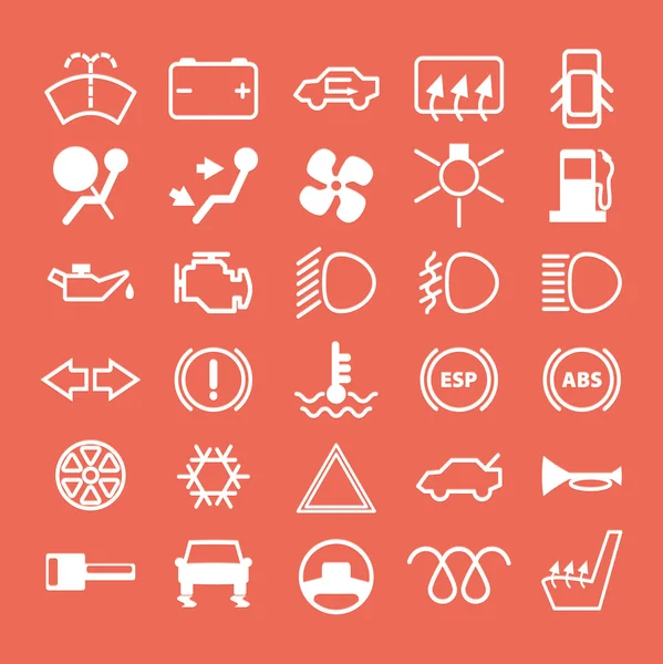 Iconos del tablero de instrumentos del coche — Vector de stock