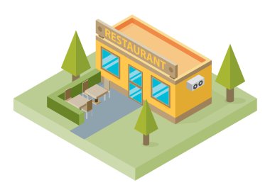 masa ve sandalyeler ile bina Restoran