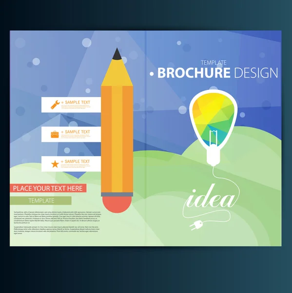 Modèle de conception de brochure avec crayon — Image vectorielle