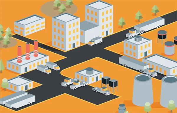 Isometric view of industrial district — Stock Vector