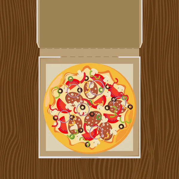 Caja de pizza abierta — Vector de stock