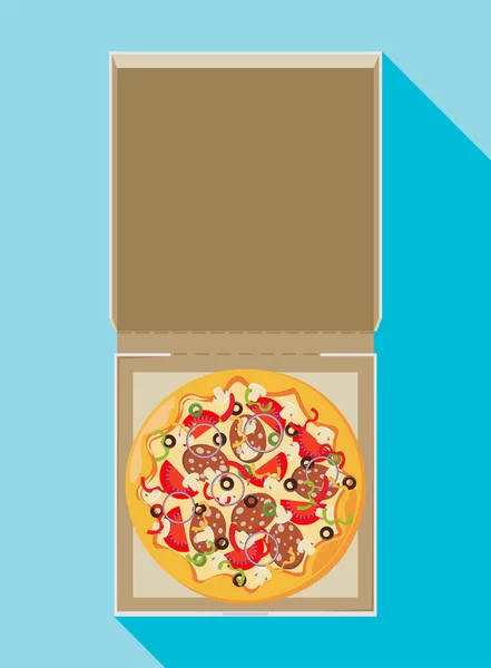 Caja de pizza abierta — Vector de stock