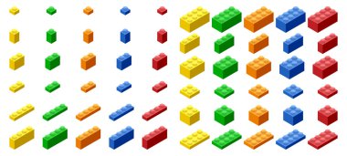Isometric Plastik İnşaat Blokları ve Döşemeleri