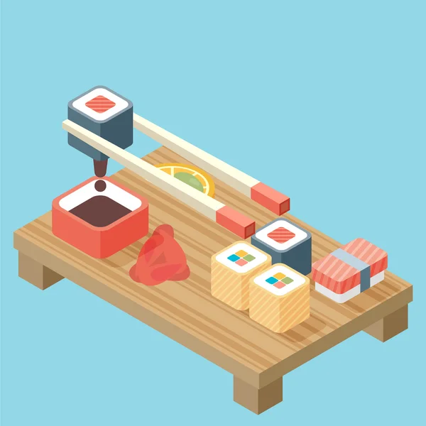 Rollo de sushi con nori — Vector de stock