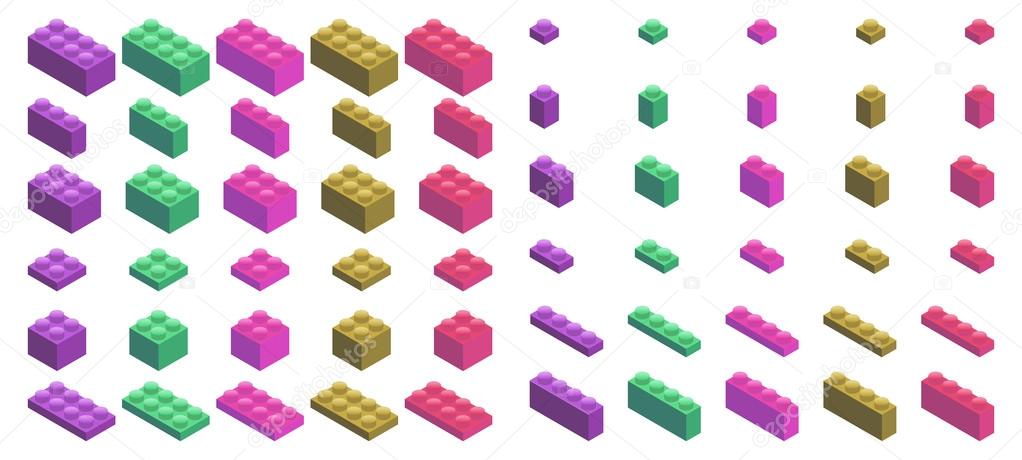 Isometric Plastic Building Blocks and Tiles