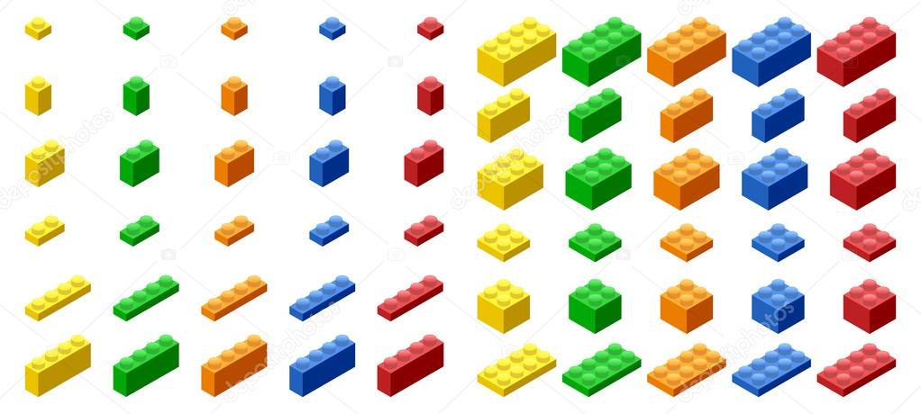 Isometric Plastic Building Blocks and Tiles