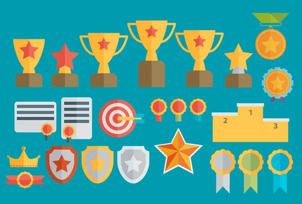Conjunto de ícones de troféus e prêmios —  Vetores de Stock