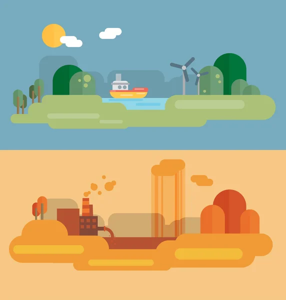 Illustratie met pictogrammen van ecologie, — Stockvector