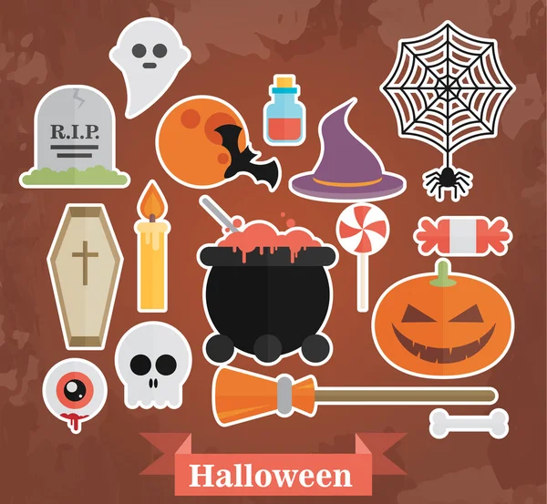 Halloween symboler set — Stock vektor