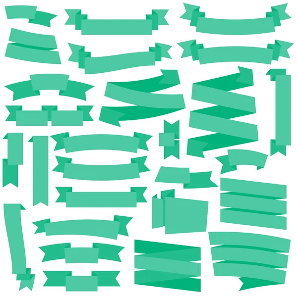 Green Ribbons Set — Stock Vector