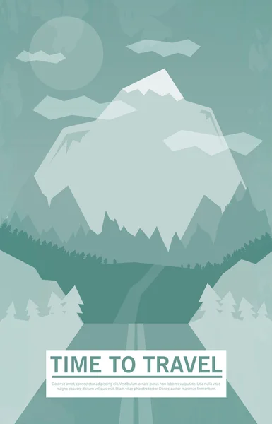 Cesta s Mountain a Forrest — Stockový vektor