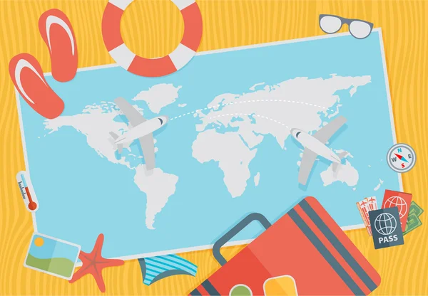 Világ utazás és a turizmus illusztráció — Stock Vector