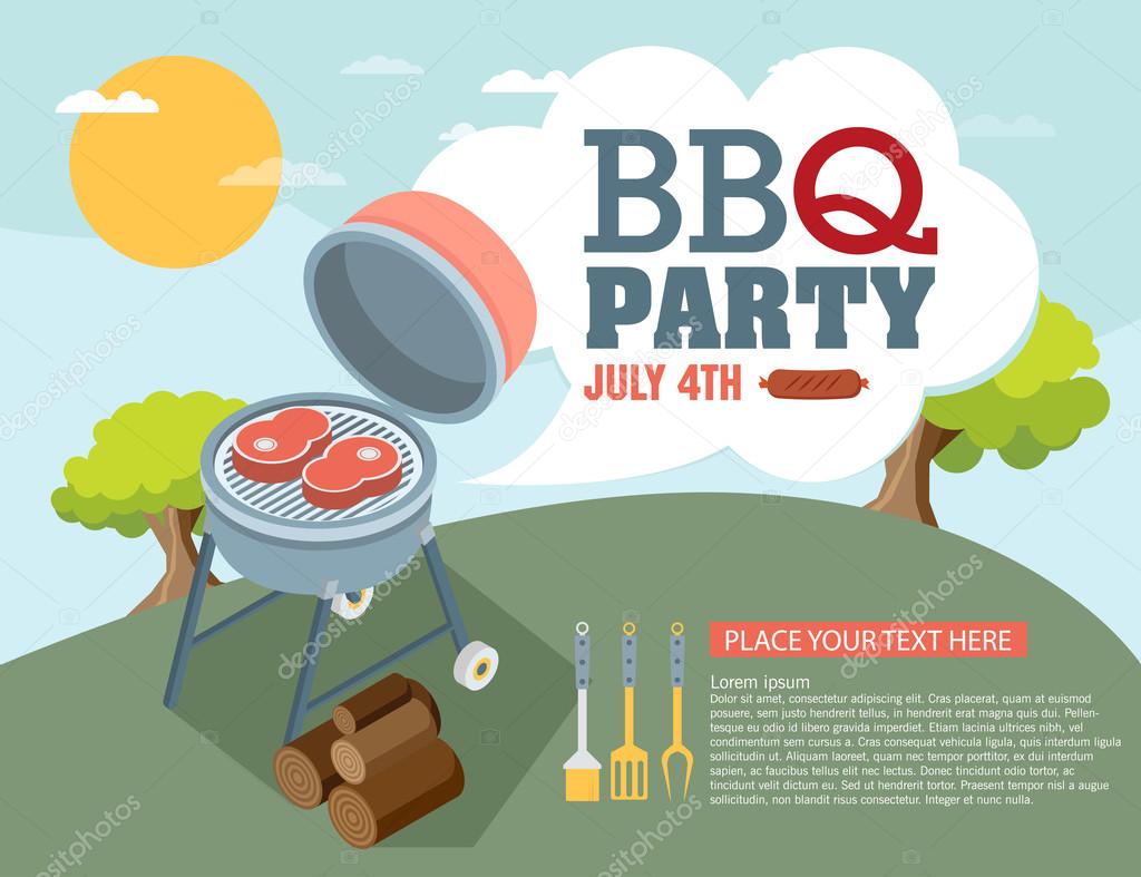 Invitation card on the barbecue