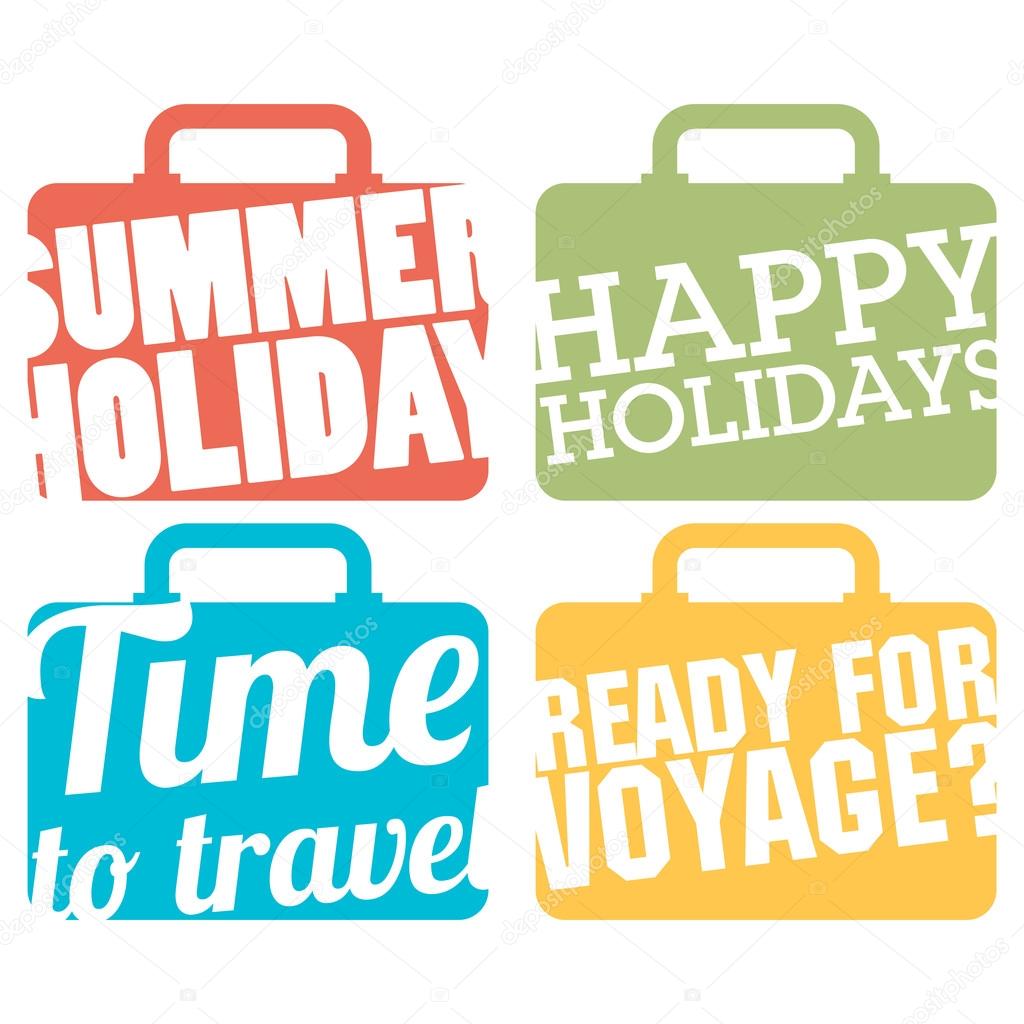 Color Suitcase logo. Travel logo set