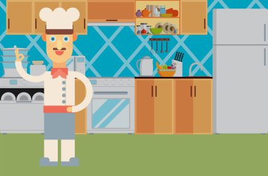 Mutfak iç mutlu aşçı.