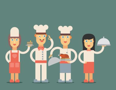 düz stil üniformalı garson