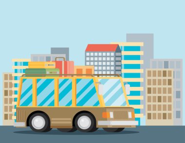 Bir retro seyahat van çizimi