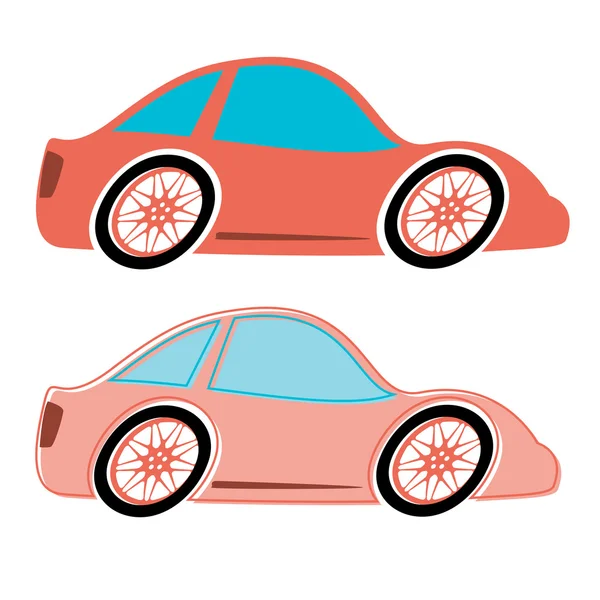 Red and pink cartoon cars — Stock Vector