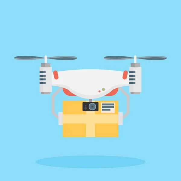 Drone de ar remoto com uma caixa — Vetor de Stock