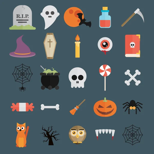 Färgglada Halloween ikoner — Stock vektor