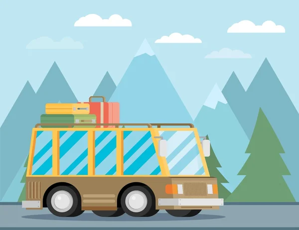 Retro travel van — Stock Vector