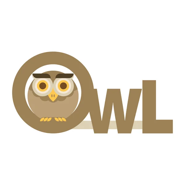 Brown owl with letters — Stock Vector