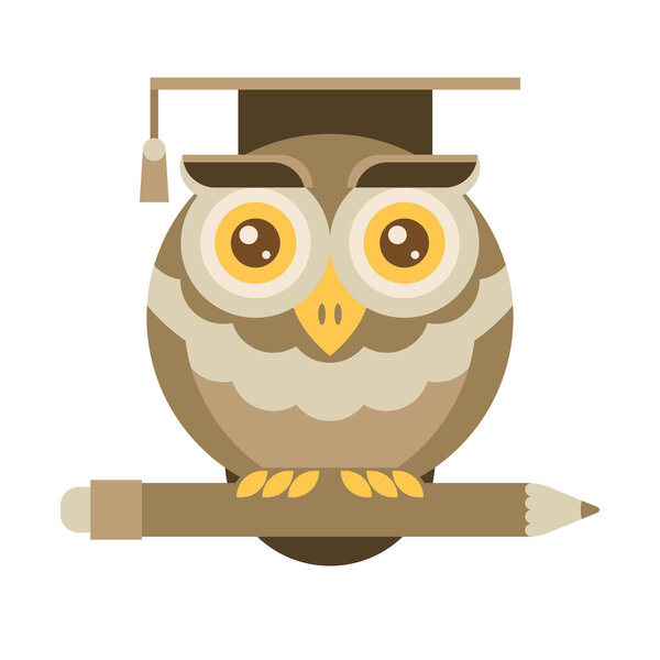 Wise owl with pencil