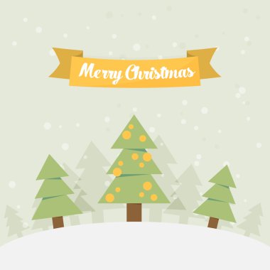 Kar ve ağaçlar Noel manzara arka plan