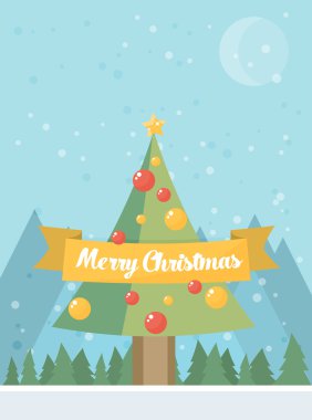Noel ağacı ile kart
