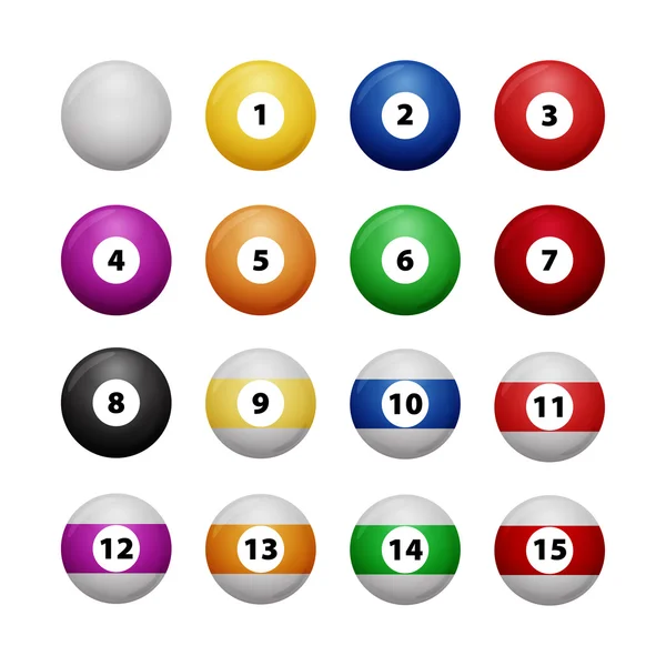 Complete Billiard Balls — Stock Vector