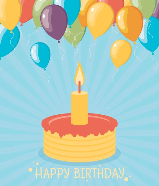 Birthday cake with candle — Stock Vector