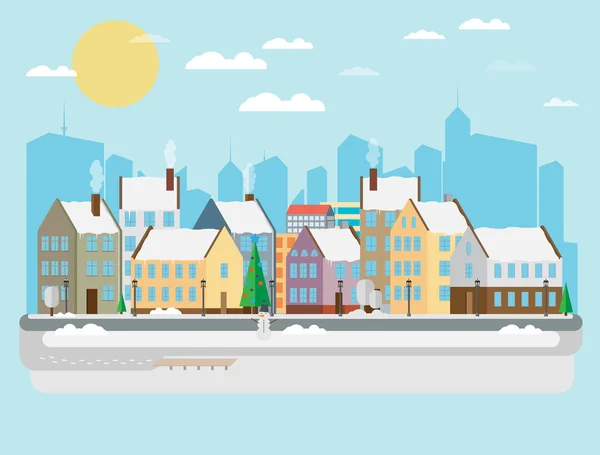 Winter city background — Stock Vector