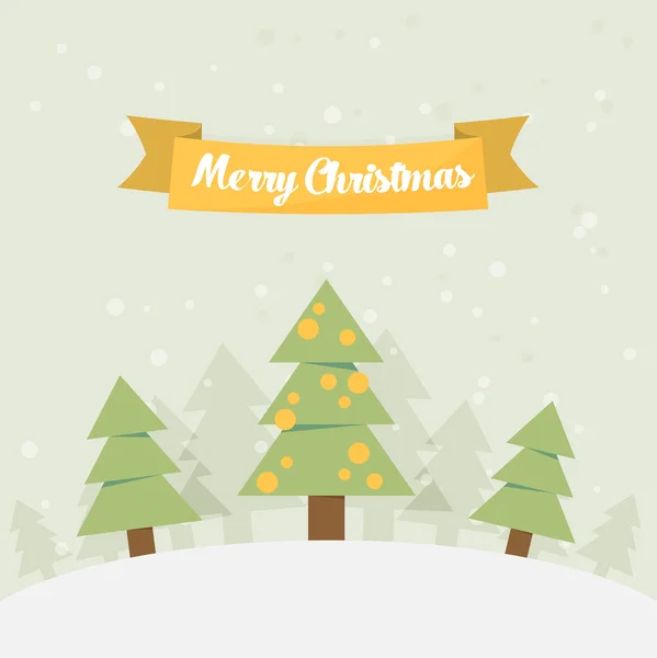 Christmas landscape background with snow and trees — Stock Vector