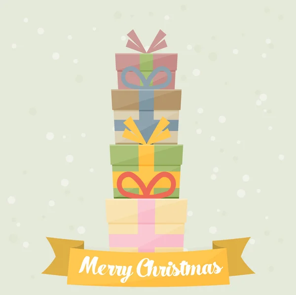 Christmas greeting card with giftboxes — Stock Vector