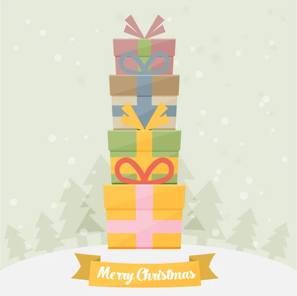 Christmas greeting card with giftboxes — Stock Vector