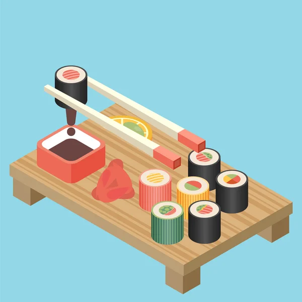 Rolo de sushi com nori — Vetor de Stock