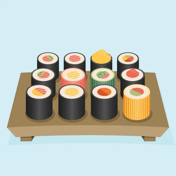 Rollos de Sushi con Nori — Vector de stock