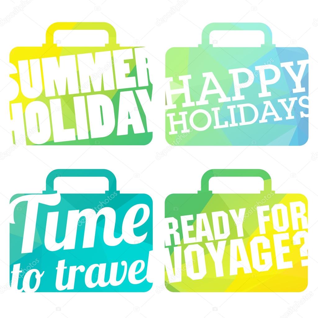 Color Suitcase logo. Travel logo set