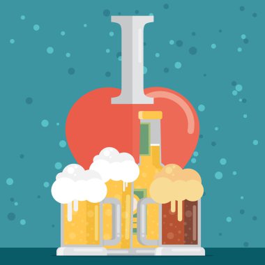 Şişe bira kupalar ile