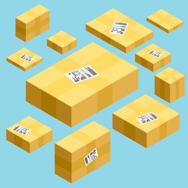 Karton Kutularda mavi arka plan