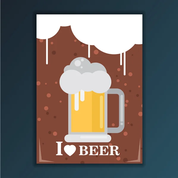 Hintergrund mit Schild ich liebe Bier. — Stockvektor