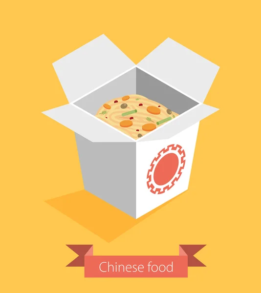 Caja abierta llena de fideos — Vector de stock