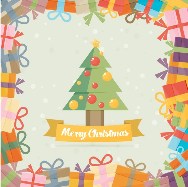 モミの木とクリスマス カード — ストックベクタ