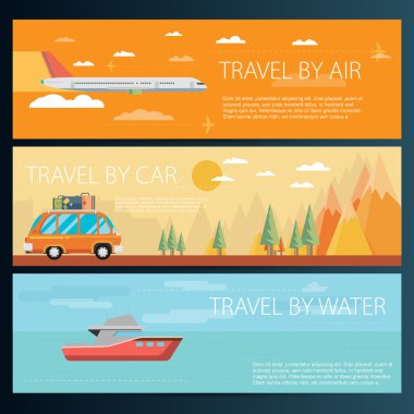 Yatay seyahat afiş kümesi