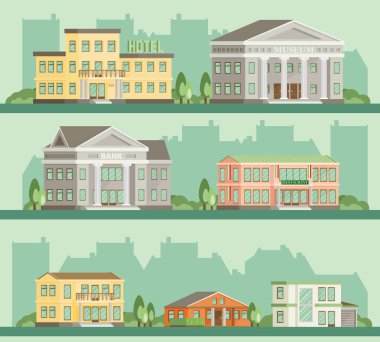 Düz binalar illüstrasyon.