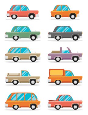 vintage arabalar kümesi