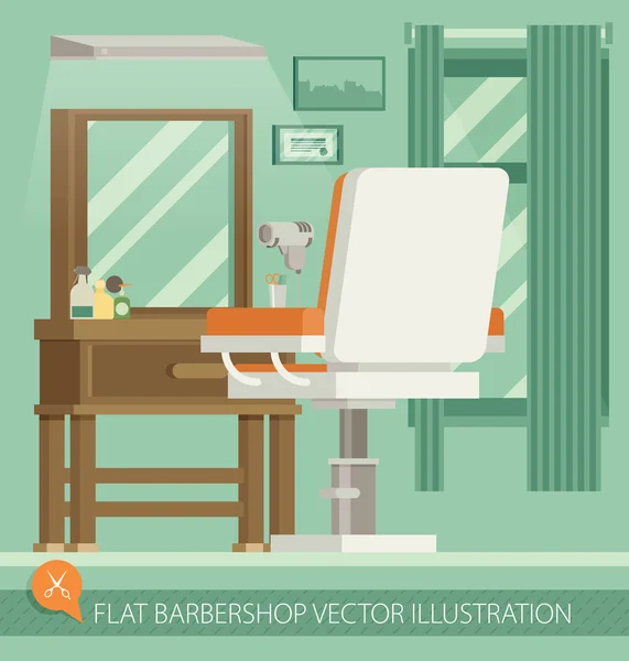 Flat barbershop. Interior and equipment — Stock Vector